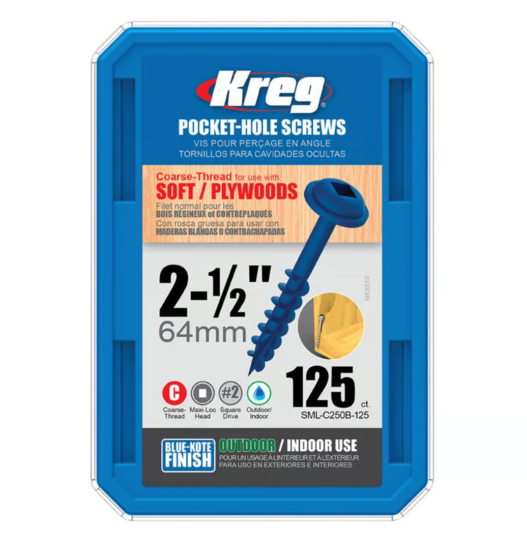 Kreg Pocket Screws 2-1/2in 125ct Blue-Kote