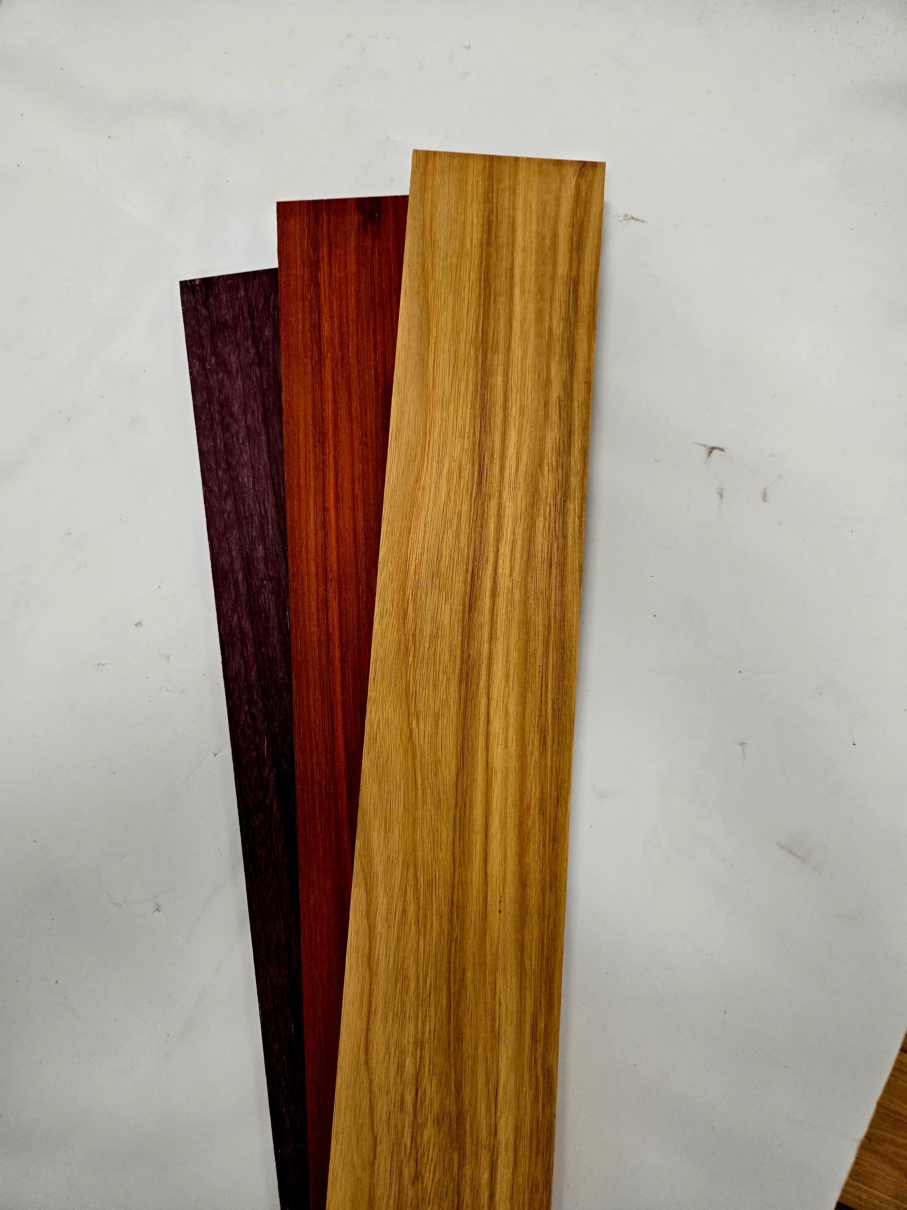 Exotic Hardwood Thin Lumber Variety Pack – Purpleheart, Padauk & Canarywood