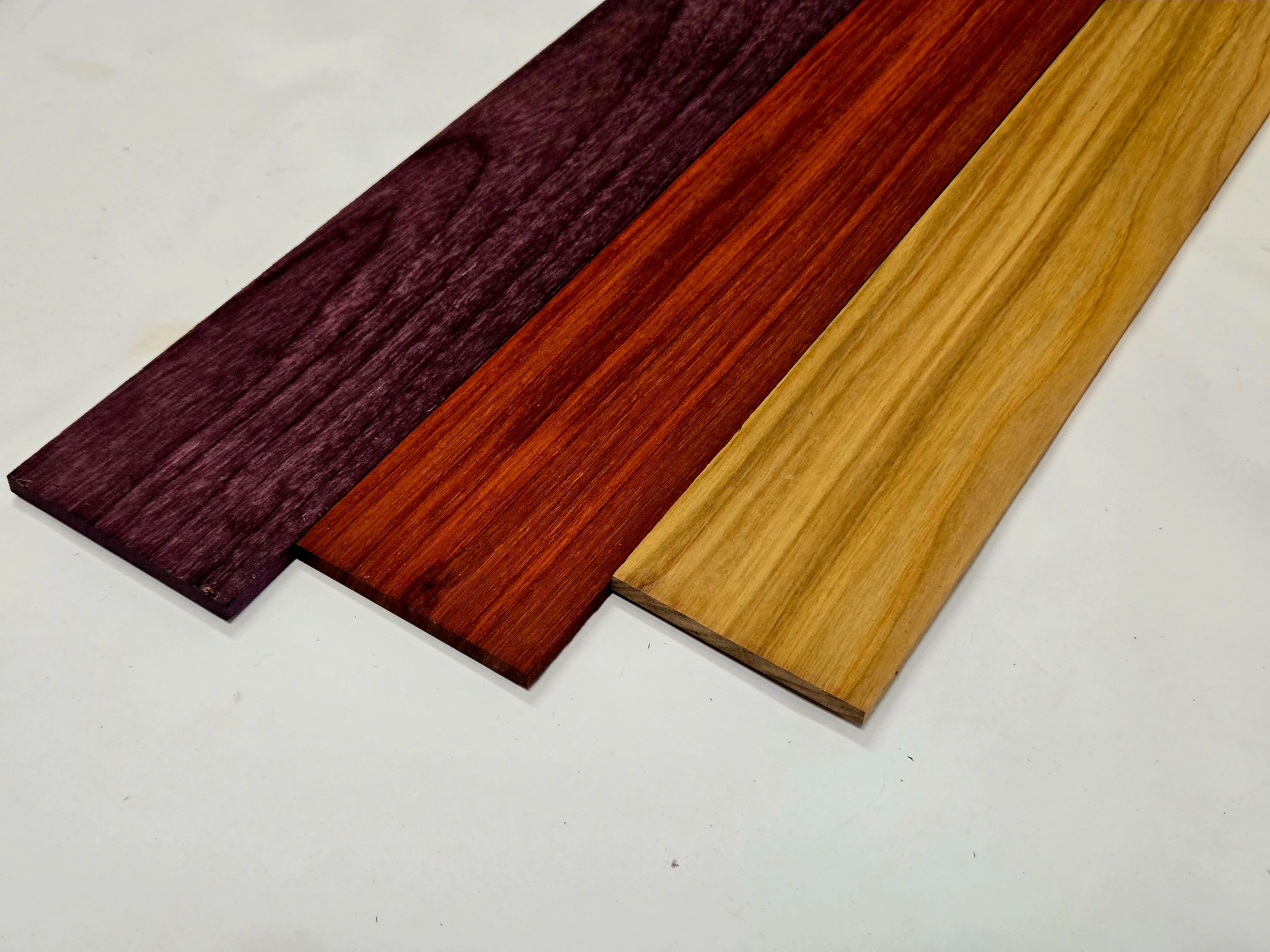 Exotic Hardwood Thin Lumber Variety Pack – Purpleheart, Padauk & Canarywood