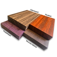 4 Pcs Exotic Hardwood – 4" x 12" x 3/4" – Zebrawood Purpleheart Padauk Peruvian Walnut