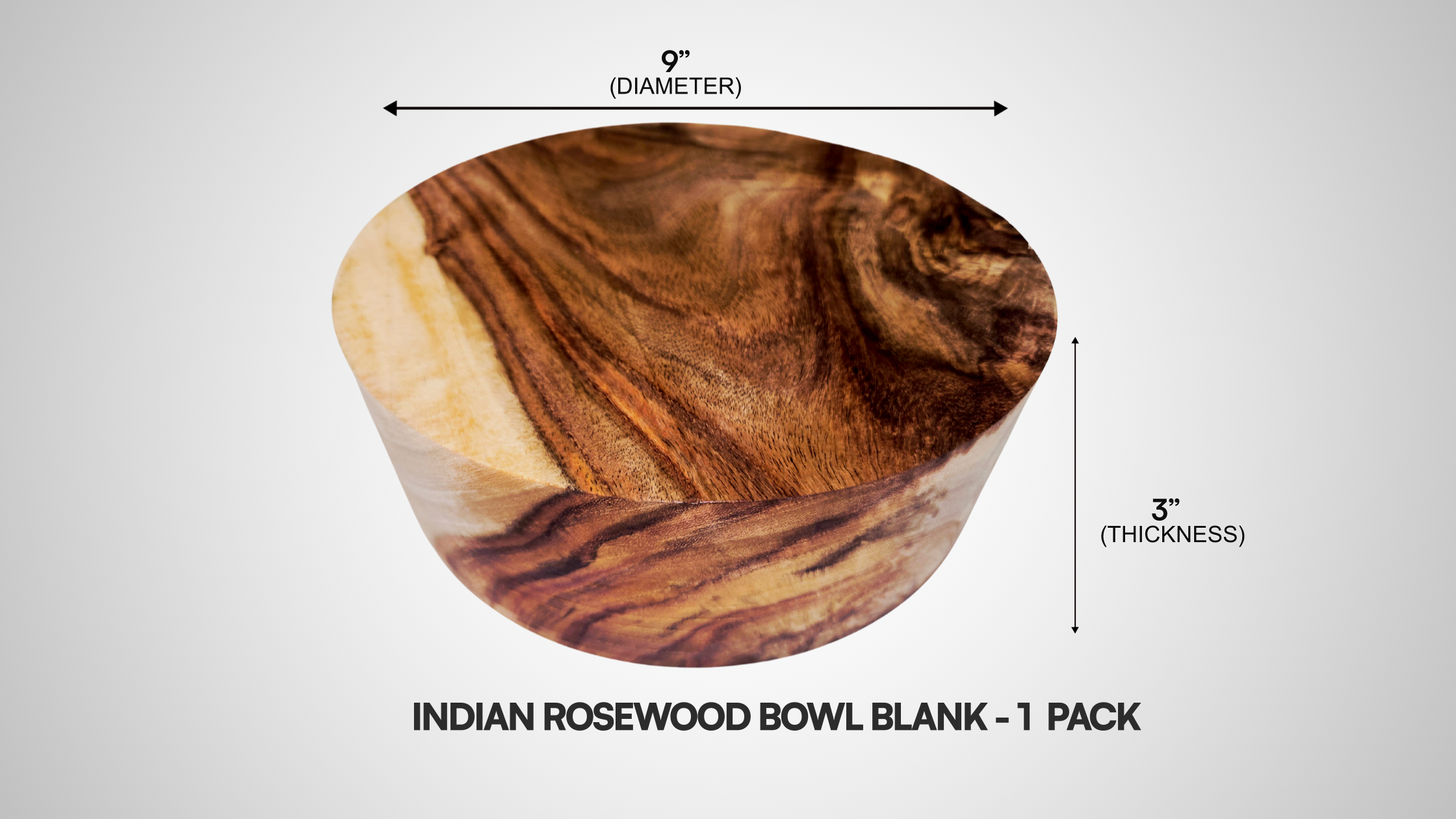 Indian Rosewood Bowl Blank - Size: 9" x 3"